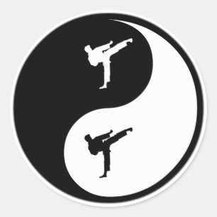 Yin Yang Karate Runder Aufkleber