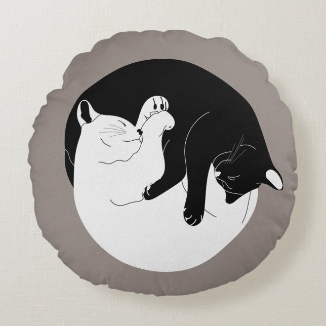 Yin Yang Kätzchen Rundes Kissen (Vorderseite)