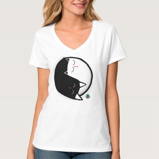 Yin & Yang Kätzchen T-Shirt (Vorderseite)