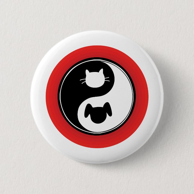 Yin Yang Katzen-Hund Button (Vorderseite)