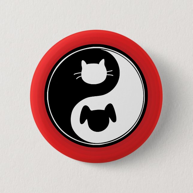 Yin Yang Katzen-Hund Button (Vorderseite)