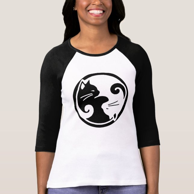 Yin Yang Katzenraglan-Hülsen-T-Shirt T-Shirt (Vorderseite)