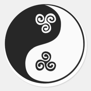 Yin Yang keltische Tri Spirale Runder Aufkleber