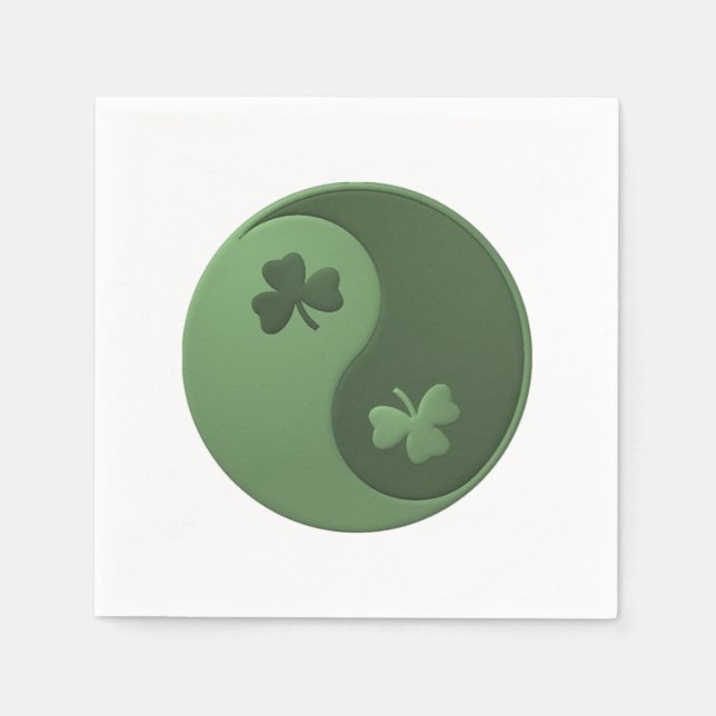 Yin Yang Kleeblatts St. Patrick's Day Serviette (Vorderseite)
