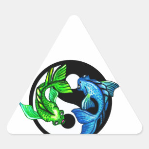 Yin-Yang Koi Design Dreieckiger Aufkleber