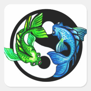 Yin-Yang Koi Design Quadratischer Aufkleber
