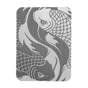 Yin Yang Koi Fische mit Edelstahl-Effekt Magnet