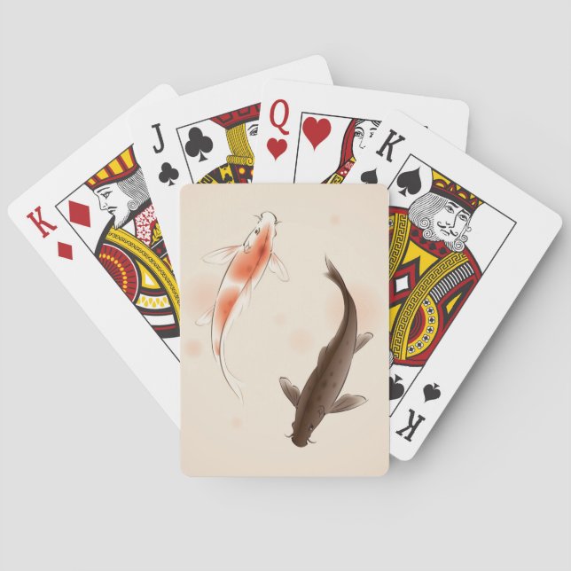 Yin Yang Koi fischt in der orientalischen Spielkarten (Rückseite)