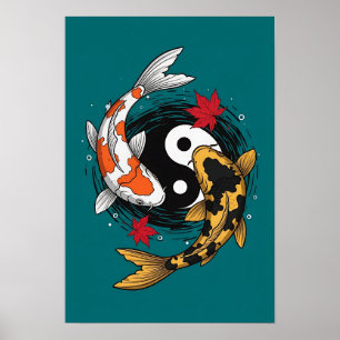 Yin Yang Koi Fish - Japanisch Poster