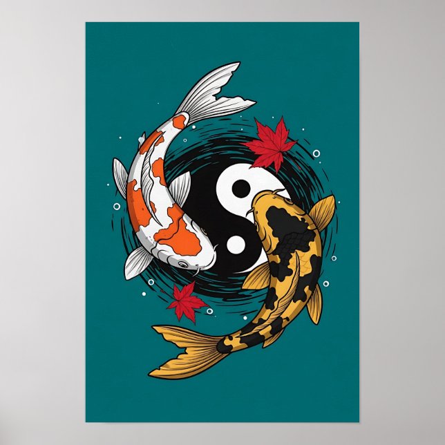 Yin Yang Koi Fish - Japanisch Poster (Vorne)