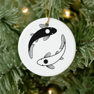 Yin Yang Koi Fish Keramik Ornament