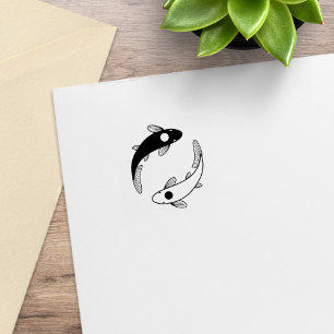 Yin-Yang Koi Fish Pair 2 Gummistempel