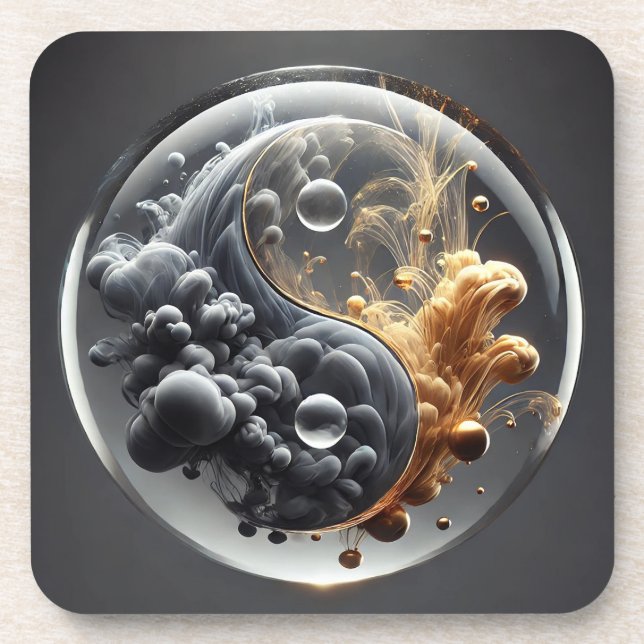 Yin-Yang-Konzept mit fluiden Mustern Getränkeuntersetzer (Vorderseite)