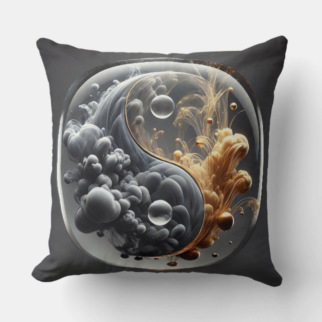 Yin-Yang-Konzept mit fluiden Mustern Kissen (Vorderseite)