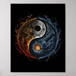 Yin Yang Kosmische Dualitätskunst für Meditation u Poster