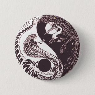 Yin Yang Kunst - Schlange vs Vogel Button
