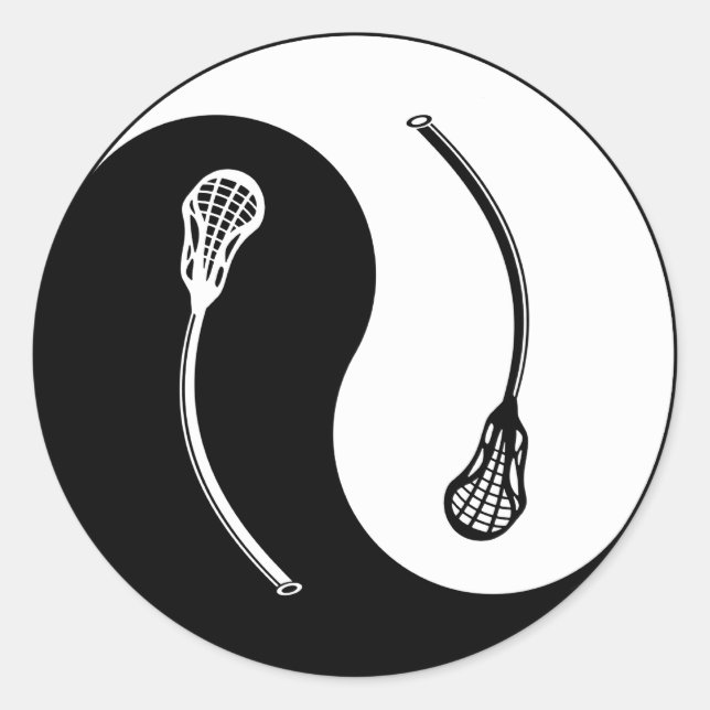 Yin Yang Lacrosse Runder Aufkleber (Vorderseite)