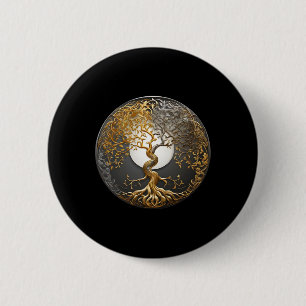 Yin Yang Lebensbaum Buddhistisches Taoistisches Sy Button