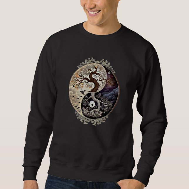Yin Yang Lebensbaum Kunst Premium Sweatshirt (Vorderseite)