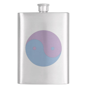 Yin Yang Lila und Blue Peace Meditation Design Flachmann