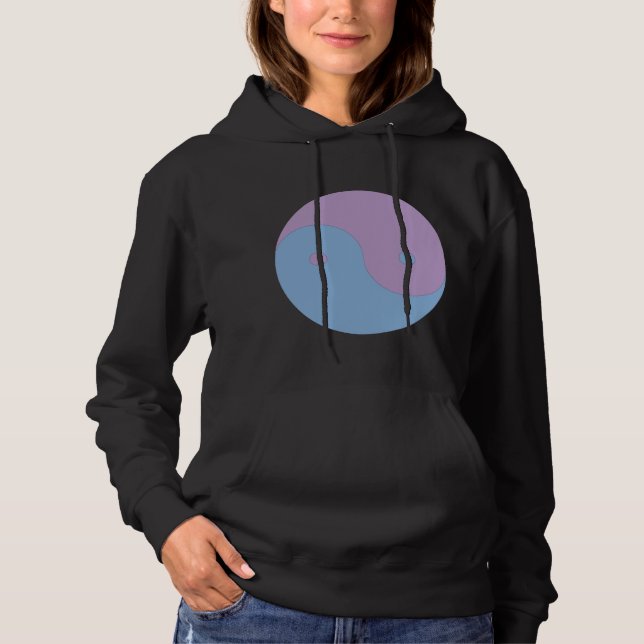 Yin Yang Lila und Blue Peace Meditation Design Hoodie (Vorderseite)