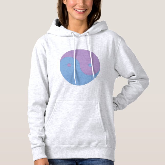 Yin Yang Lila und Blue Peace Meditation Design Hoodie (Vorderseite)