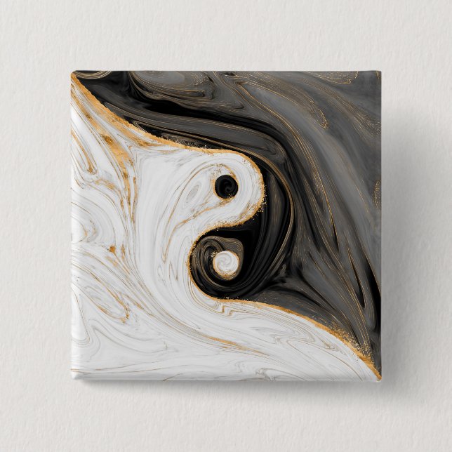 Yin Yang Liquid Marble Button (Vorderseite)
