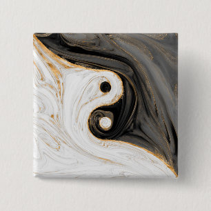 Yin Yang Liquid Marble Button