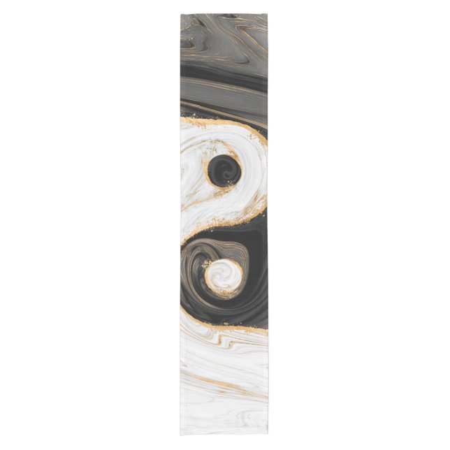 Yin Yang Liquid Marble Kurzer Tischläufer (Vorderseite)