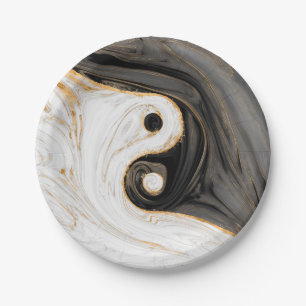 Yin Yang Liquid Marble Pappteller