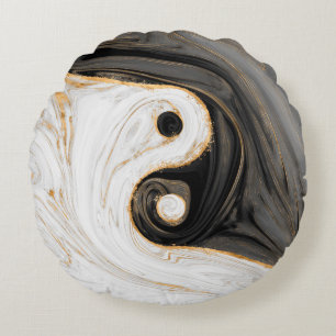 Yin Yang Liquid Marble Rundes Kissen