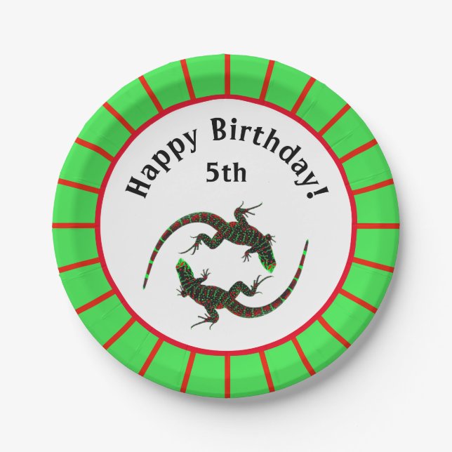 Yin Yang Lizards Birthday Pappteller (Vorderseite)