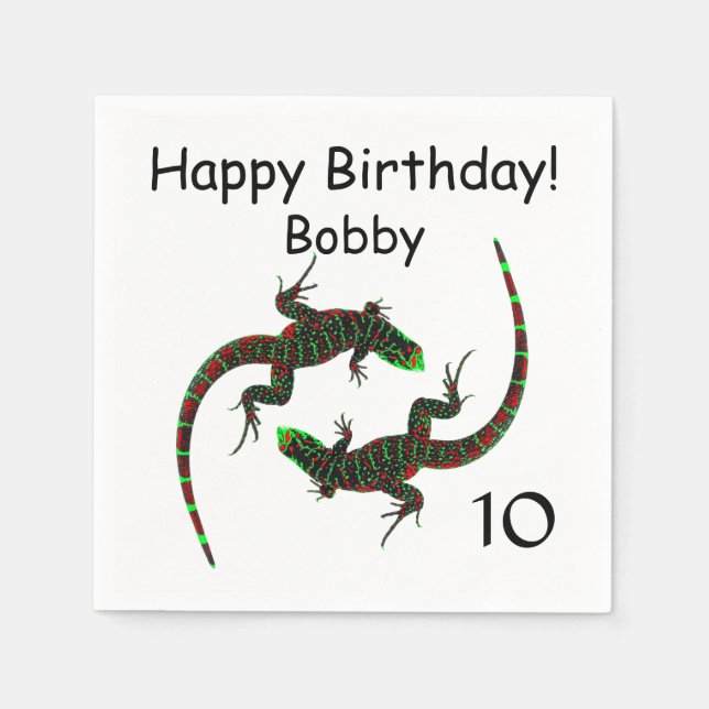 Yin Yang Lizards Birthday Serviette (Vorderseite)