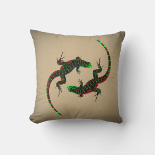 Yin Yang Lizards Brown Kissen