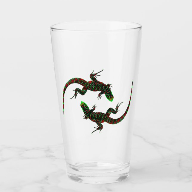 Yin Yang Lizards Glas (Vorderseite)