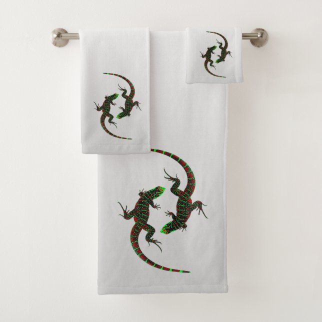 Yin Yang Lizards Silver Badhandtuch Set (Insitu)