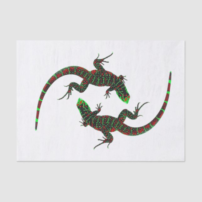 Yin Yang Lizards White Seidenpapier (Vorderseite)