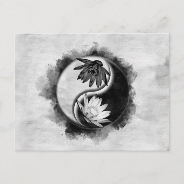 Yin Yang - Lotus-Blume Postkarte (Vorderseite)