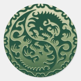 Yin Yang Magical Dragons 2 Runder Aufkleber