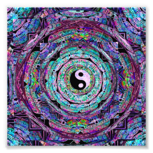 Yin Yang Mandala Lila Fotodruck
