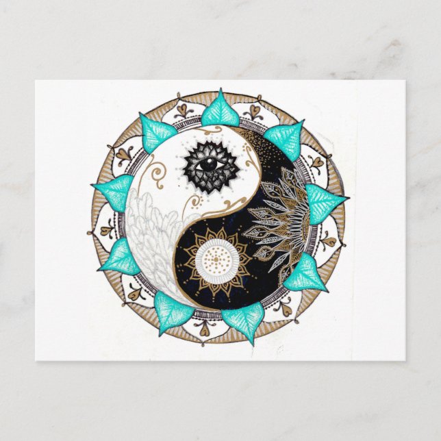 Yin Yang Mandala Postkarte (Vorderseite)