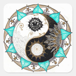Yin Yang Mandala Quadratischer Aufkleber