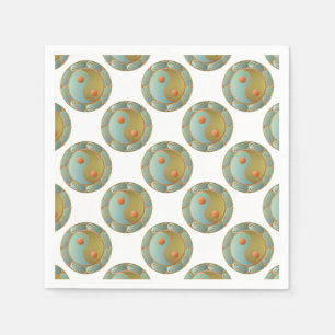 Yin Yang Medaillon Gold Türkis Serviette