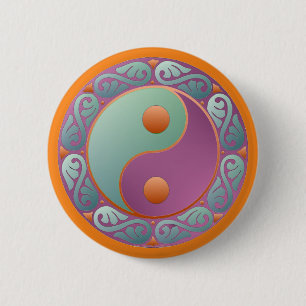 Yin Yang Medaillon Violett Türkis Button