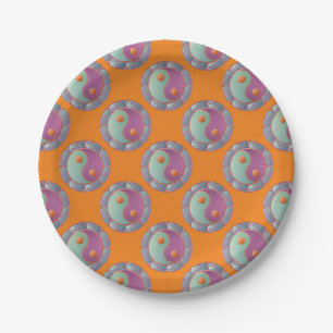 Yin Yang Medaillon Violett Türkis Pappteller