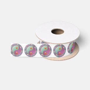 Yin Yang Medaillon Violett Türkis Satinband