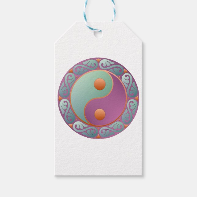 Yin Yang Medallion Violet Turquoise Geschenkanhänger (Vorderseite)