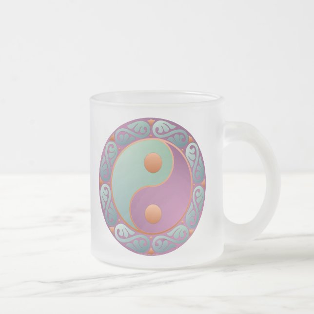Yin Yang Medallion Violet Turquoise Mattglastasse (Rechts)