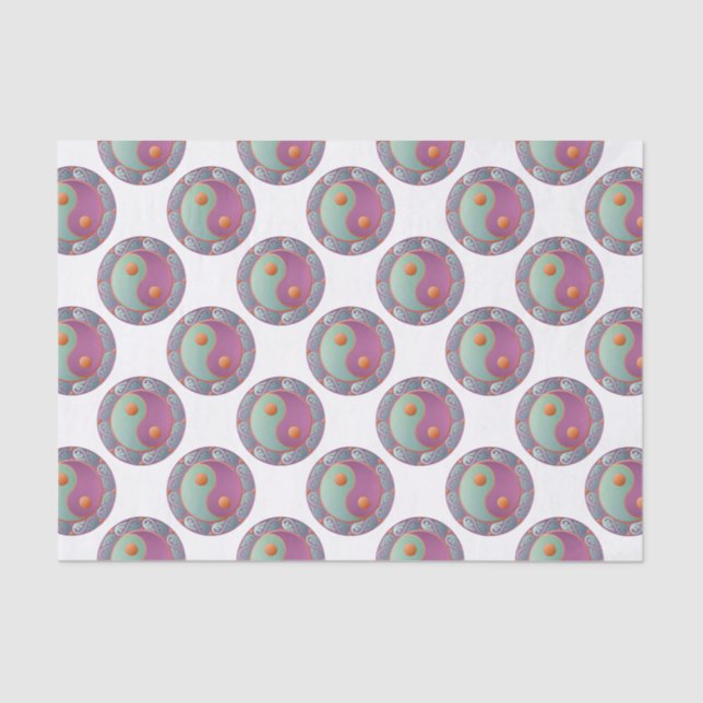 Yin Yang Medallion Violet Turquoise Seidenpapier (Vorderseite)