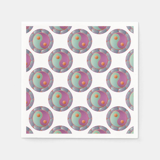 Yin Yang Medallion Violet Turquoise Serviette (Vorderseite)